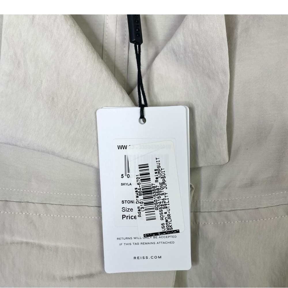 Reiss Women Skylar Belted Utility Jumpsuit  Stone Sleeveless Drawstring Sz 6 NEW - Picture 8 of 16